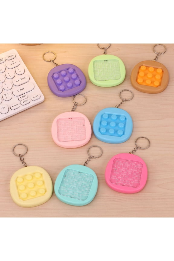 Keychain Pendant Vibrant Color Two-in-One Decompression Toy Maze Double Bubble Squeezing Gameplay Stress Relief Keychain