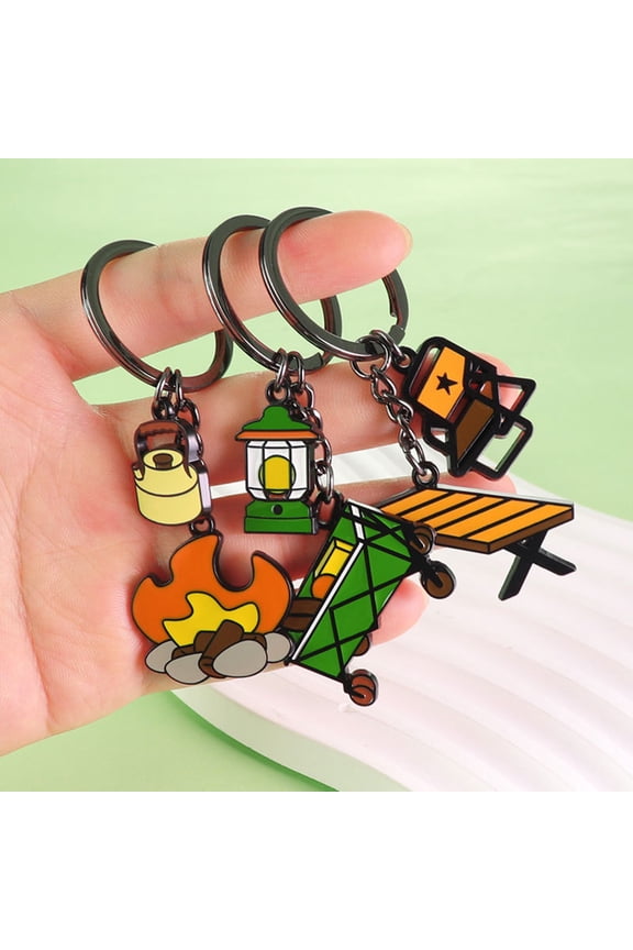 Keychain Pendant Zinc Alloy Oil Dripping Process Camping Theme Styling Key Holder Portable Versatile Design Nature Themed Keyring