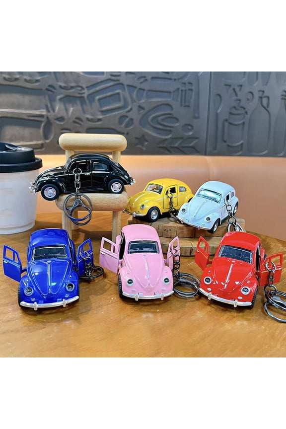 Keychain Pendant with Pull Back Car Door Opener Cartoon Design Double-Ring Hook School Bag Keychain Travel Accessory
