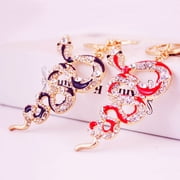 SmartBy Keychain Shiny Rhinestones Snake Shape Key Ring Decorative Car Key Holder Bag Handbag Charm Accessories