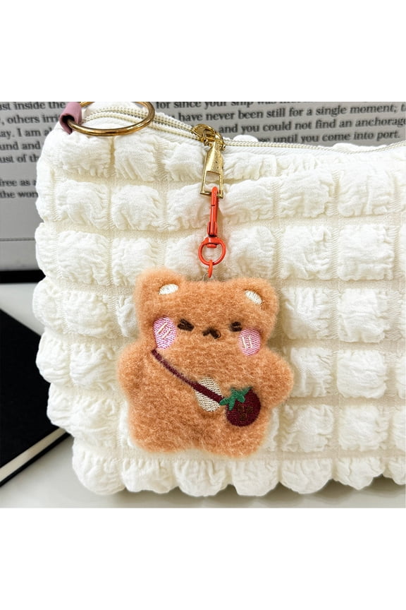 Keychain Soft Plush Star Bear Pendant Cartoon Design Stress Relief Doll Key Holder Backpack Keys Bags Car Decoration