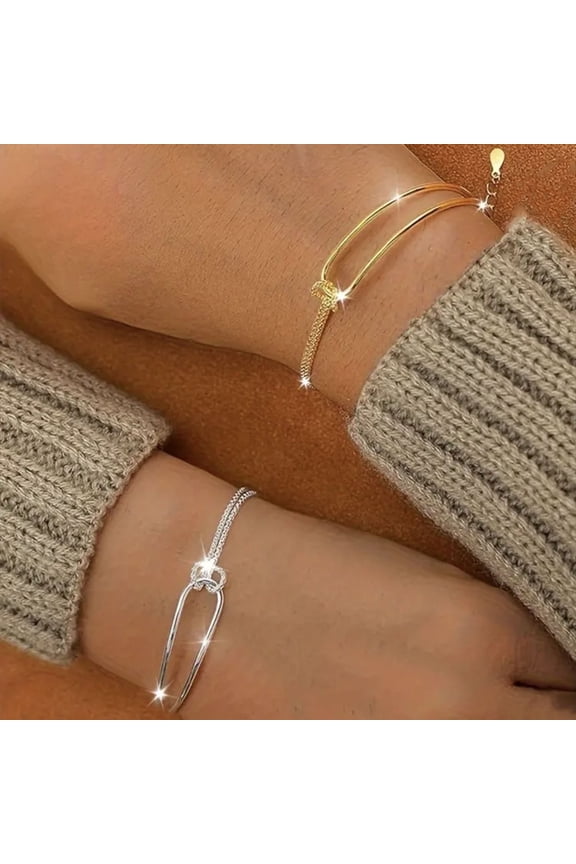 Knot Chain Bracelet Half Snake Chain Dainty Bracelet Love Knot Friendship Bracelet Gift for Women And Men