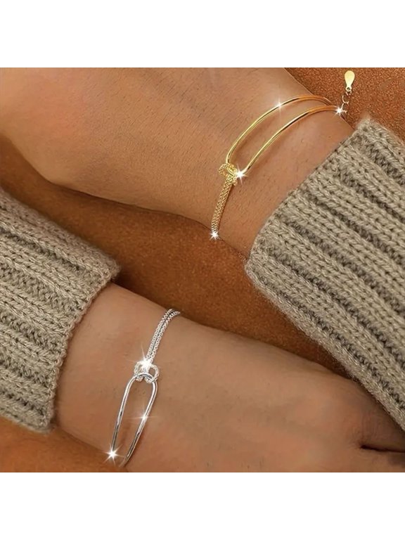 Knot Chain Bracelet Half Snake Chain Dainty Bracelet Love Knot Friendship Bracelet Gift for Women And Men
