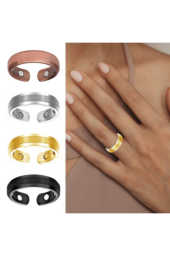 Lady Magnetic Ring Adjustable Opening Design Polished Smooth Electroplated Alloy Simple Style Finger Jewelry for Party Daily Life Date
