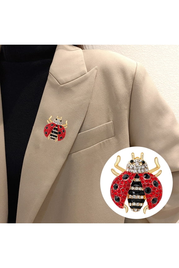 Ladybug Brooch Colorful Shiny Rhinestone Exquisite Anti-Slip Coat Sweater Scarf Bag Decoration Clothes Jewelry Clothes Pin