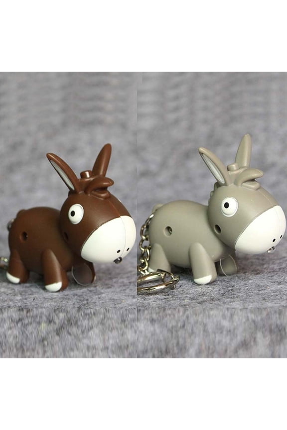 Lovely Donkey Pendant LED Sound Keyring Car Key Chain Handbag Hanging Decor Gift