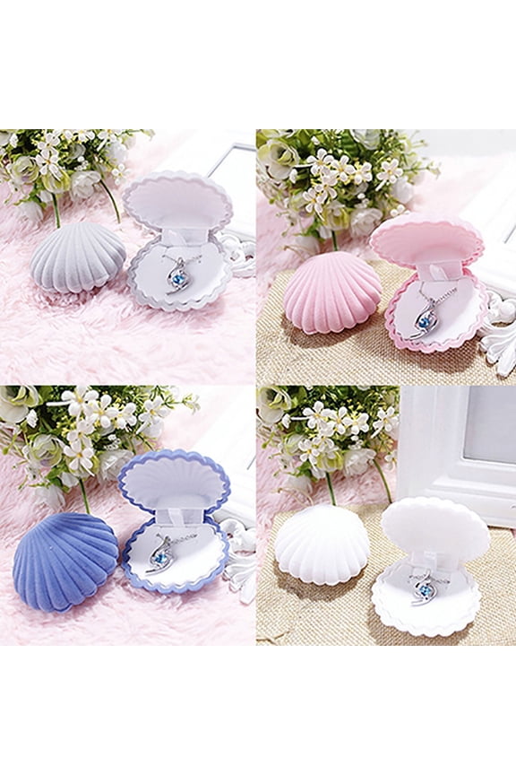 Lovely Shell Shape Display Box Necklace Ring Earrings Jewelry Storage Case Gift Box