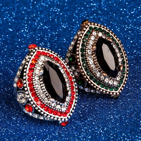SmartBy Luxury Marquise Cut Colorful Rhinestone Inlaid Women Finger Ring Party Jewelry
