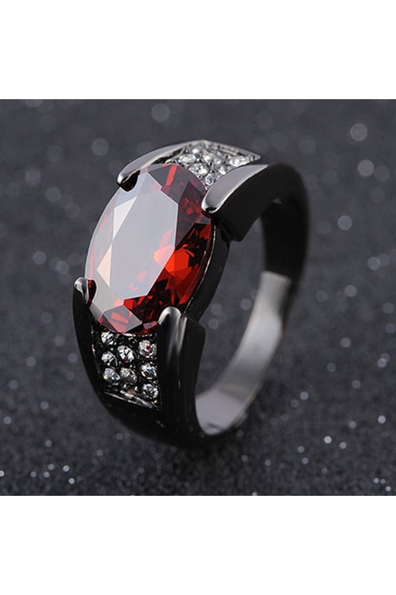 Man Fashion Cool Big Red Rhinestone Inlaid Finger Ring Jewelry Gift Size 8-12