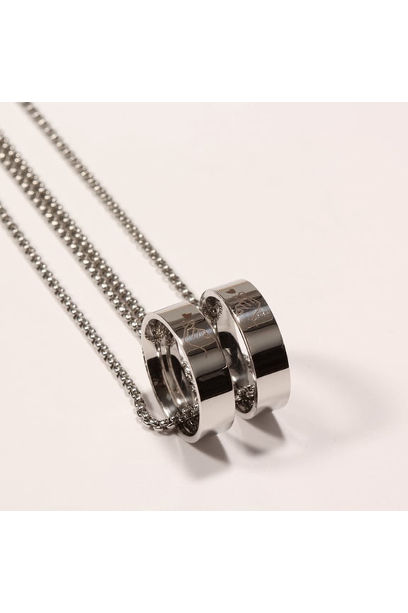 Matching Necklace for Couples Engraved Ring Pendant Necklace Romantic Jewelry Gifts for Anniversary Wedding Valentine's Day Christmas Birthday