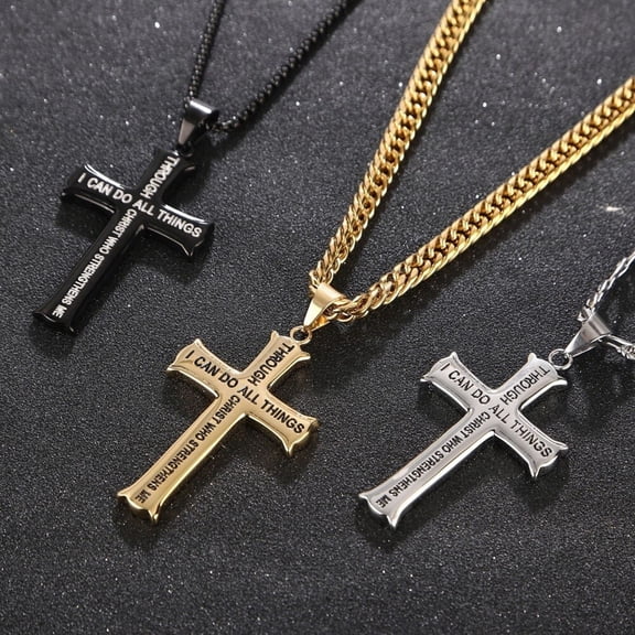 SmartBy Men Necklace Cross Vintage Classic Hip-hop Style Male Pendant for Gift