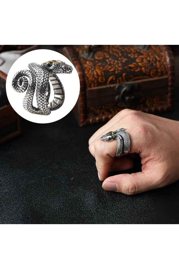 Men Python Ring Retro Opening Adjustable Smooth Alloy Good Detail Individual Finger Ring Party Club Snake Knuckle Ring Man Jewelry