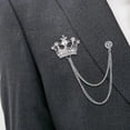 thumbnail image 1 of SmartBy Men Retro Brooch English Style Crown Shape Rhinestone Tassel Decor Suit Coat Chest Decoration Formal Event Wedding Business Occasions Clothes Jewelry, 1 of 7