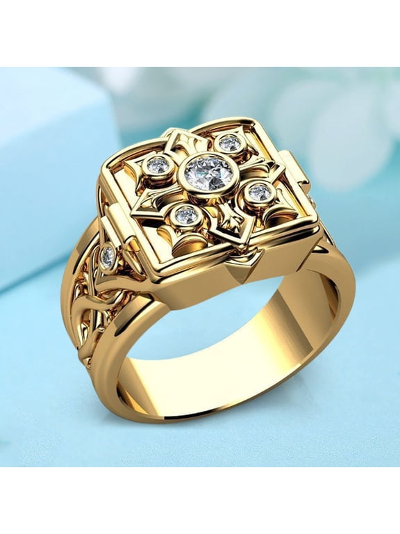 Men Ring Box Shape with Lid Jewelry Geometric Flip Flop Finger Ring Birthday Gifts