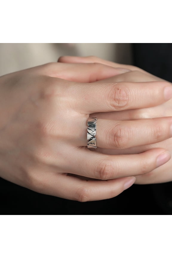 Men Ring Bright Luster Open Ended Personality All Match Jewelry Gift Geometric Rough Splicing Irregular Shape Male Party Finger Ring for Banquet