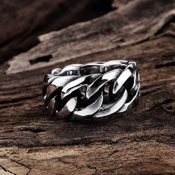 SmartBy Men Ring Geometric Chain Jewelry Electroplated Long Lasting Ring for Dating