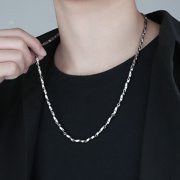 SmartBy Mens Chain Necklace with Mobius Ring Thin Silver Chain Necklace with Lobster Clasp Hip-hop Jewelry Gift for Boyfriend