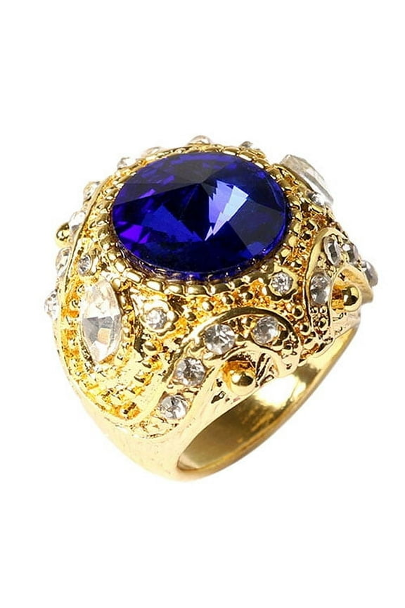 Men\'s Vintage Luxury Big Resin Crown Gold Plated Alloy Ring Jewelry Size 7-10