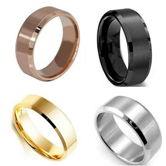 SmartBy Men's Women's 8mm Wide Band 18K Gold Plated Titanium Steel Ring Jewelry US 5-14