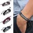 thumbnail image 1 of SmartBy Men's Women's Punk Letter Faux Leather Bangle Hemp Rope Wristband Bracelet, 1 of 8