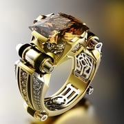 SmartBy Mens Ring Vintage Jewelry Gift Copper Rhinestone Inlaid Carved Finger Ring for Daily Life