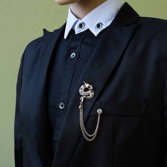 SmartBy Metal Badge Creative Pretty Chinese Style Rhinestone Dragon Brooch for Men