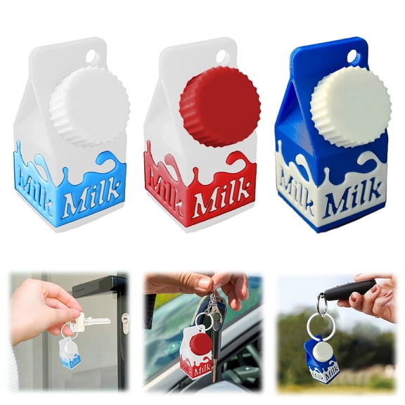 SmartBy Milk Carton Pill Holder Mini Milk Carton Keychain Pill Storage Bottle for Lactose Intolerant Backpack Purse Handbag