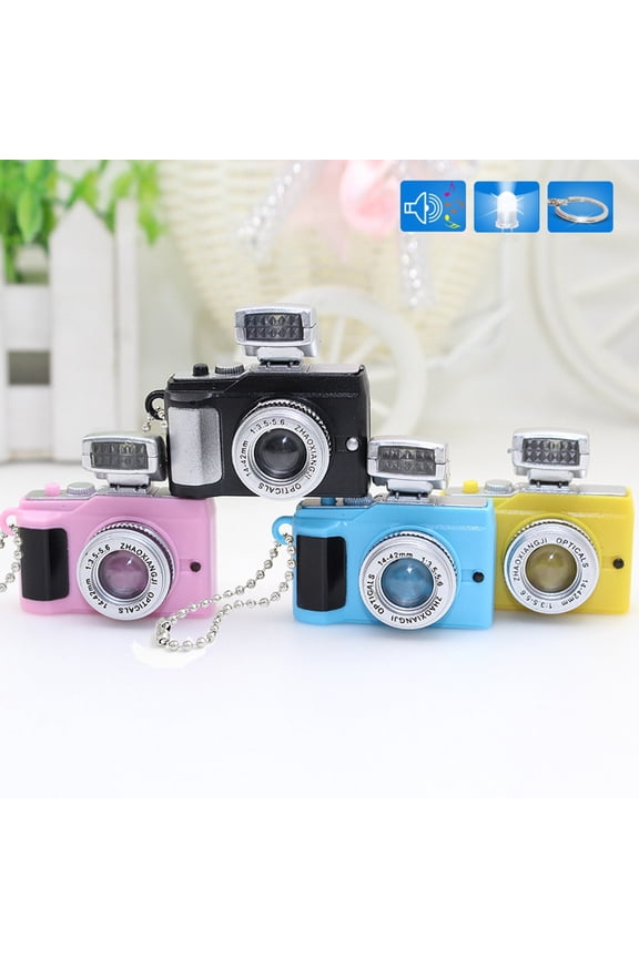 Mini Camera LED Keychain Key Ring Toy with Flashlight Sound Bag Phone Pendant