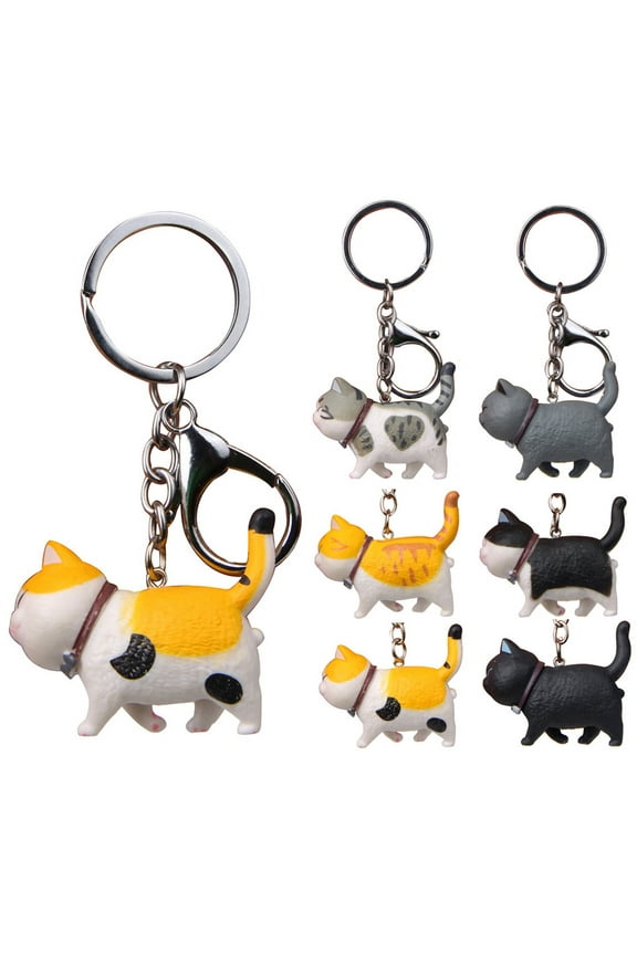 Mini Cute Cartoon Chubby Cat Model Hanging Toy Key Ring Keychain Bag Pendant
