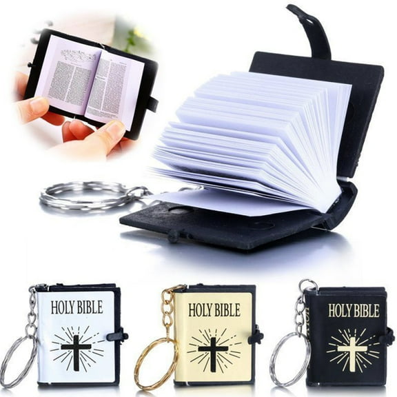 SmartBy Mini Key Chain Holy Bible Cross Pendant Religious Christian Keyring Decor Gift