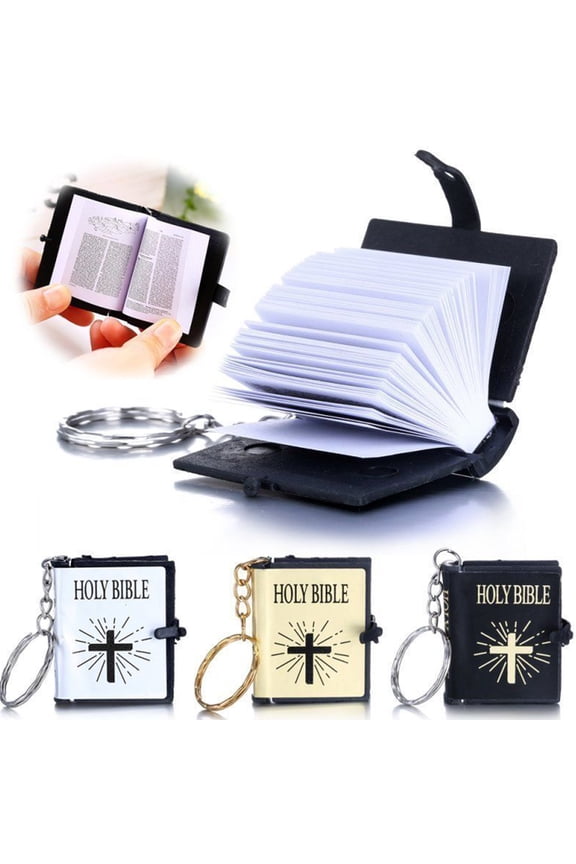 Mini Key Chain Holy Bible Cross Pendant Religious Christian Keyring Decor Gift