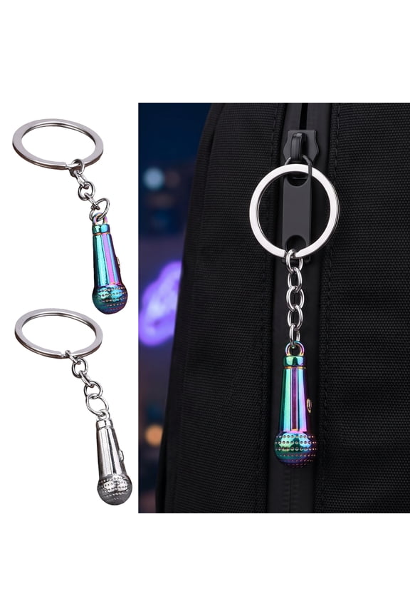 Mini Microphone Music Keychain, Microphone Pendant Keychain, Retro Sound Pendant Keyring Charm, Microphone Music Key Chain for Singer Gift