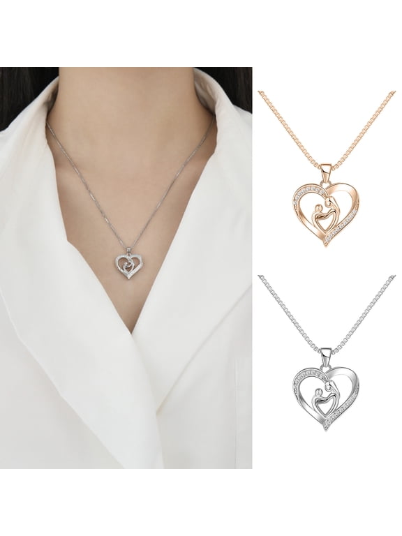 Mother And Daughter Son Love Heart Pendant Necklace Mother's Day Jewelry Gifts for Grandmother Mom Daughter Wife