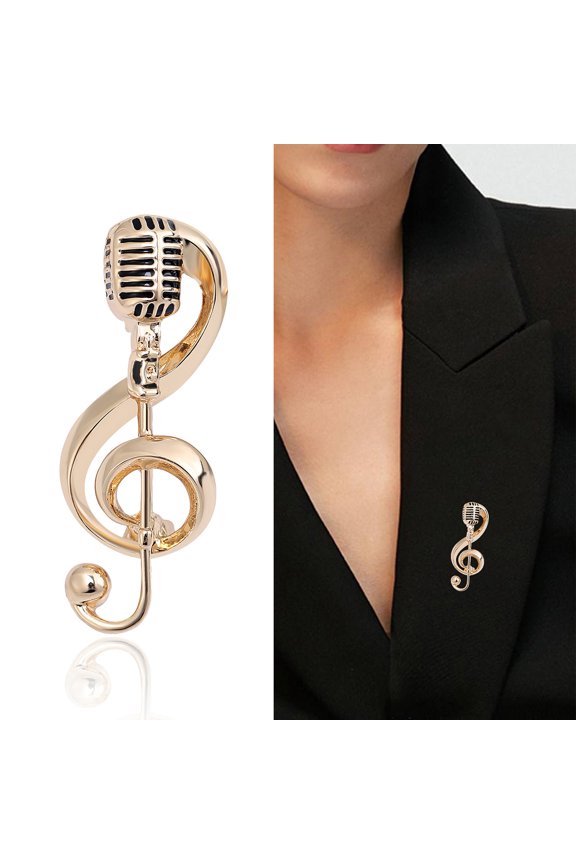 Musical Note Brooch Shiny Diamond-set Alloy Clothing Accessories Brooch Pins Simple Corsage for Women