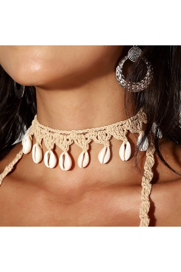 Natural Shell Necklace Ultralight All-Match Easy-wearing Handmade Crochet Shell Choker Collar Women Jewelry Accessories