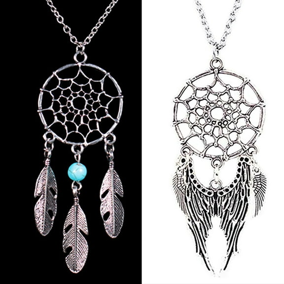 SmartBy Necklace Ethnic Dream Catcher Women Feather Wing Chain Necklace for Banquet