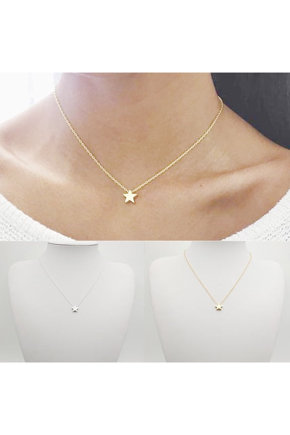 Necklace Simple Anti-rust Women Five Point Star Shape Clavicle Chain for Dating