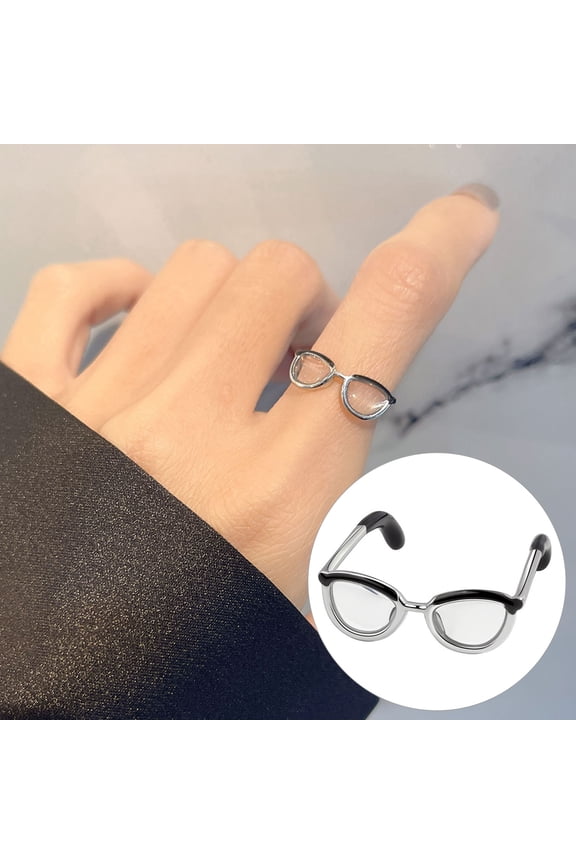 Opening Simple Women Ring Copper Funny Adjustable Glasses Ring Unique Accessories