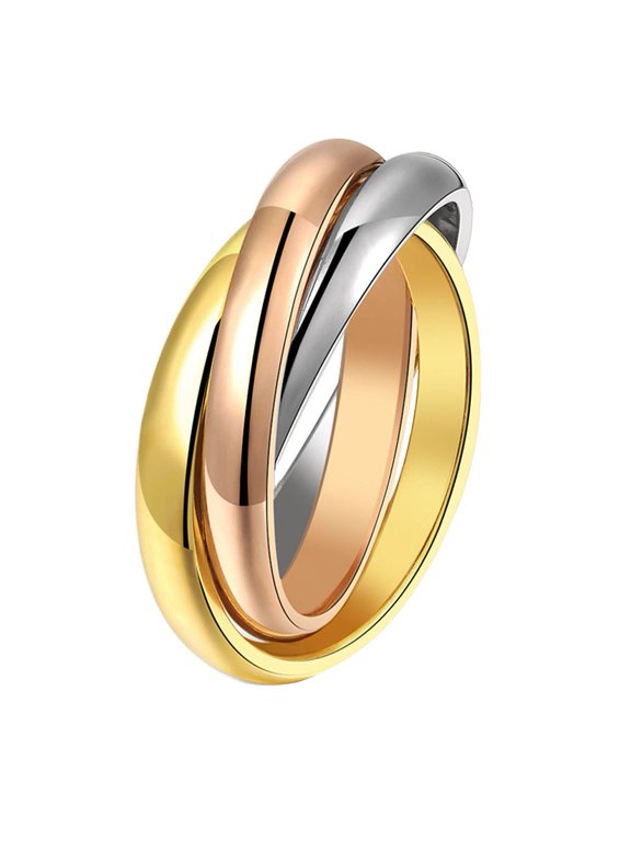 Party Women Minimalist Linked Triple Circle Finger Ring Jewelry Valentine Gift