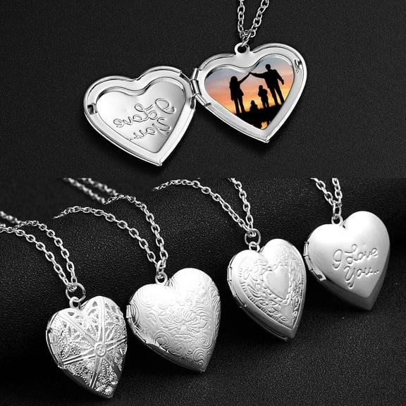 SmartBy Photo Necklace Romantic Love Photo Frames Memorial Locket Necklace Women Jewelry