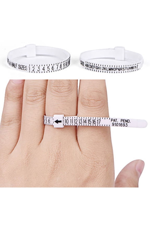 Plastic Ring Size Ruler Gauge Jewelry Finger Circle Surrounding Measuring Tool
