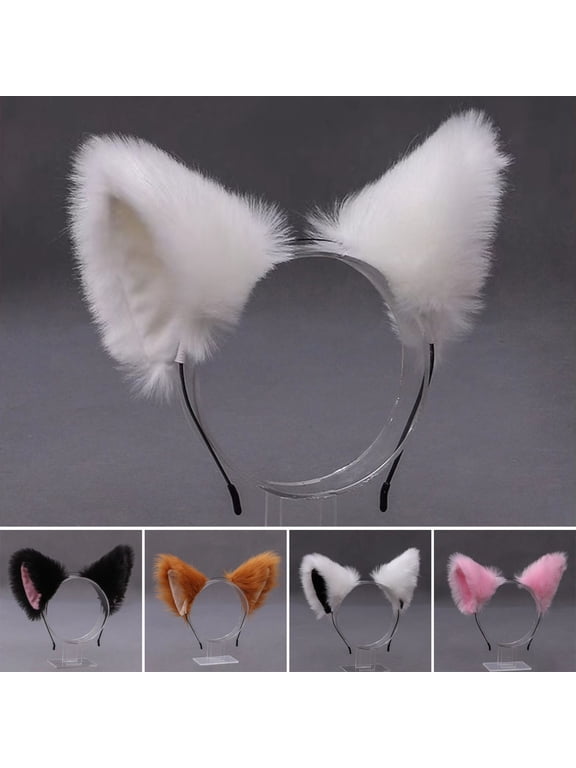 Plush Cat Ears Headband Cosplay Party Halloween Handmade Hair Hoop Party Atmosphere Photography Prop