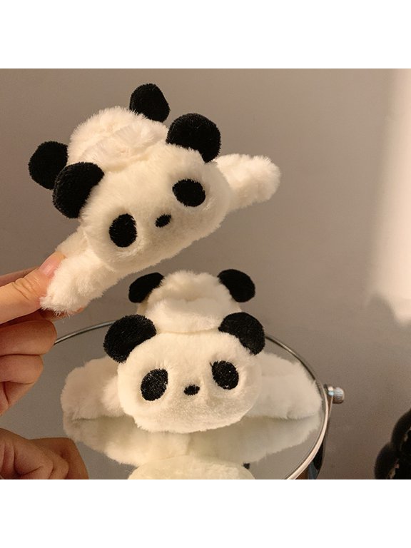Plush Panda Shape Hair Claw Strong Grip Back Head Hair Clip Cartoon Shark Girl Hair Claw Hair Accessories