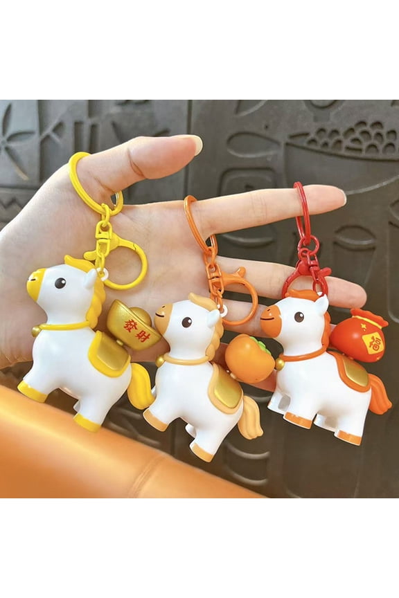 Portable Keychain Rotating Horse Design Key Ring Compact Size Horse Charm Miniature Decompression Toy