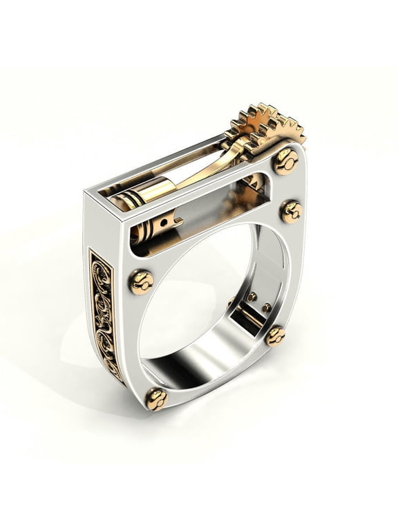 Punk Men Women Mechanical Gear Geometric Band Finger Ring Party Jewelry Gift