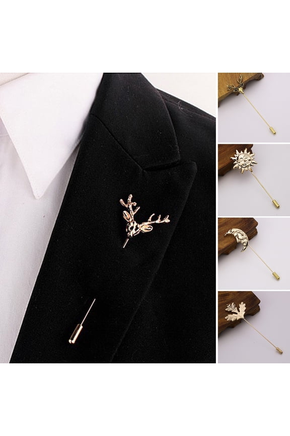 Rabbit Brooch Animal Deer Sun Moon Feather Leaf Shape Retro Men Women Business Suit Lapel Pin Fashion Jewelry