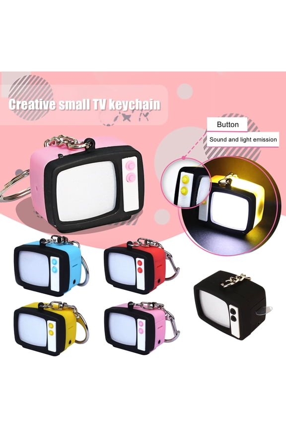 Retro TV LED Keychain Mini Television Pendant with Sound Light-up Keychain Backpack Charm for Night Visibility Fun Accessories