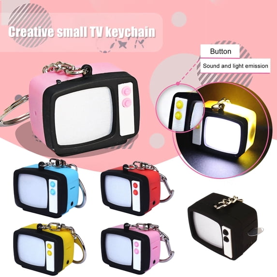SmartBy Retro TV LED Keychain Mini Television Pendant with Sound Light-up Keychain Backpack Charm for Night Visibility Fun Accessories