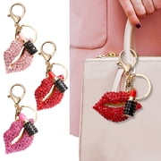 SmartBy Rhinestone Lip Keychain Pendant Diamond Lip & Lipstick Bag Charm Sparkling Lip Pendant for Women Girls