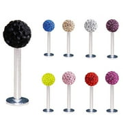 SmartBy Rhionestone Round Ball Lip Stud Ring Bar Piercing Jewelry Charm 1.2x10mm